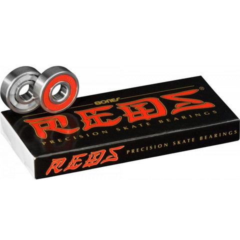 Buy Bones Reds Bearings at Tuesdays. What's the best value skateboarding Bearings? By far Bones Reds have proven you don't need to break the bank for a quality set of bearings. Red Shields & Pre lubed ready for use. Buy now pay later options and Next day delivery as standard at Tuesdays, Best Retailer for skateboarding in the North West.
