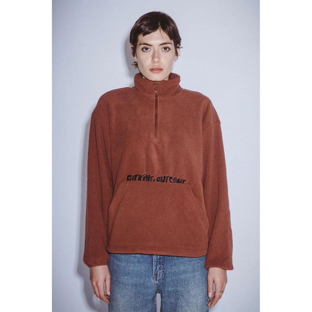 Fucking Awesome Cut Off Quarter Zip Polar Fleece Brown Tuesdays Skate Shop