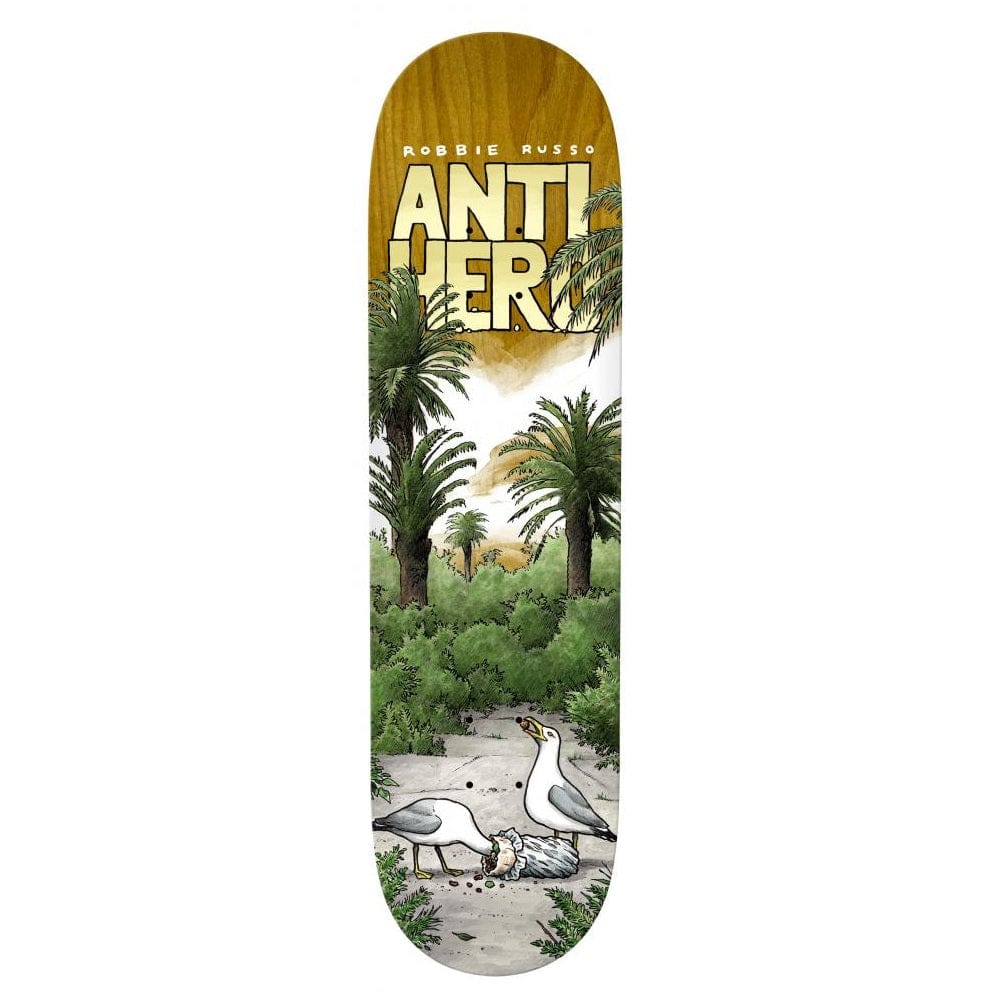 Wood STAINS VARY Anti Hero Robbie Russo Landscapes Skateboard Deck 8.4" X 32" Wheelbase : 14.25" All decks come with free Jessup grip, Please specify in notes if you would like it applied. Buy now Pay Later with Klarna & ClearPay payment plans at checkout. Fast free Delivery and shipping options. Tuesdays Skateshop, Greater Manchester, Bolton, UK.