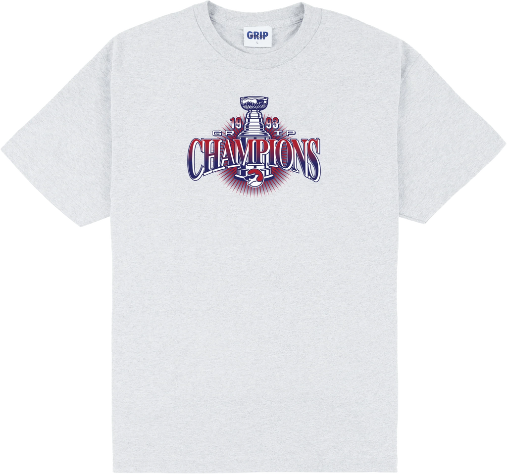 Buy Classic Grip Champions T-Shirt Ash Grey. Best UK Destination for Streetwear and Skateboarding T-shirts. Fast Free delivery options with Buy now Pay later at checkout. Biggest range of Classic Grip tape and clothing in the UK at Tuesdays Skateshop, Bolton.