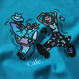 Buy Skateboard Cafe Dancing T-Shirt Teal. 100% Cotton construct. Regular fitting. Front print. For further information on any of our products feel free to drop us a message. (Chat bottom right) Fast Free UK and EU delivery options, Worldwide shipping. Best for Skateboarding and Streetwear in the UK. Tuesdays Skate Shop.