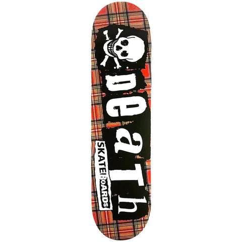 Buy Death Skateboards 'Tartan Punk' Skateboard Deck 8.25" 45.00 GBP Free grip and next day delivery on decks. Mid Concave. Top ply stains vary. All decks come with free grip tape, please specify in notes if you would like it applied or not. Buy now pay later, shop the best range of skateboard products at the best price. Tuesdays Skateshop, Bolton.