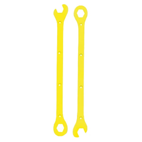 Buy Deez Nutz Spannerz Rails in Yellow, Shaped like a spanner to fix to the bottom of your deck. 14" Long with Fixings. Poured in the U.K. by Emo Skates. Sticker included. Shop the best range of skateboarding parts at Tuesdays Skateshop. Buy now pay later & outstanding feedback on trustpilot.
