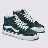 Buy Vans Skate Sk8-Hi Pro Shoes Mountain View Forest Green VN0A5FCCBD61 Light weight durable Hi-Top construct Suede reinforced Double stitched toe Box w/ Canvas padded upper for that added snug comfort. Heel cushioned insole for reduced landing impact on the new improved UltracushHD insert insole. Shop the best range of Vans Skateboarding trainers in the U.K. at Tuesdays Skate Shop, located in Bolton Town Centre. Buy now pay later options with Klarna & ClearPay. Fast Free Delivery options. 80.00 GBP