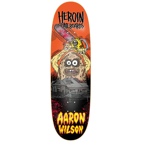 Buy Heroin Skateboards Aaron Wilson Teggxas Chainsaw Egg Skateboard Deck 9.125" All decks come with free grip, please specify in notes (at checkout) if you would like it applied or not. For further information on any of our products please feel free to message. Fast free UK Delivery, Worldwide Shipping.