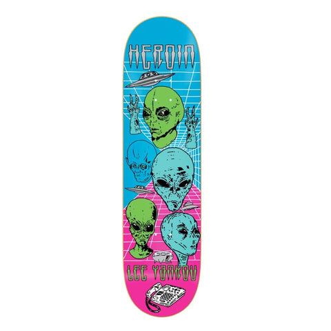Buy Heroin Skateboards Lee Yankou 'Video City' Skateboard Deck 8.25" All decks come with free grip, please specify in notes (at checkout) if you would like it applied or not. For further information on any of our products please feel free to message. Fast Free UK Delivery, Worldwide shipping.
