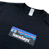 Buy Tuesdays 'Boltonia' Bolton Skyline Patagonia T-Shirt Black. 100% soft cotton construct. 4 Colour screen print central on chest. Regular Cut. Best online destination for U.K Skate Shop tees at Tuesdays Skateshop. Fast Free delivery with buy now pay later options at checkout. Consistent 5 star customer reviews. 28.00 GBP Per tee.