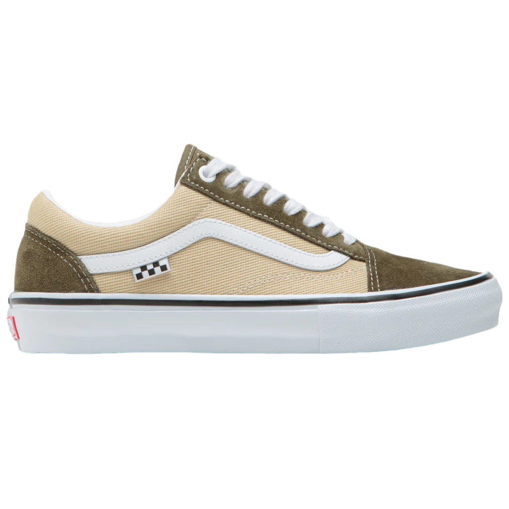Vans Skate Old Skool Pro Shoes Dark Olive White