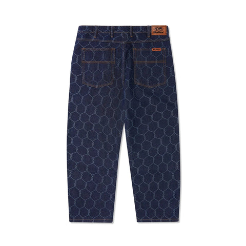 Buy Butter Goods Chain Link Denim Jeans Dark Indigo. Baggy Fit with slight taper. All over laser etched graphic. PU logo at back waistband. Contrast stitching. Shop the best range of Butter in the UK at Tuesdays Skate Shop. Fit guides, on model shots & best prices. Free delivery, Buy now pay later and fast checkout.