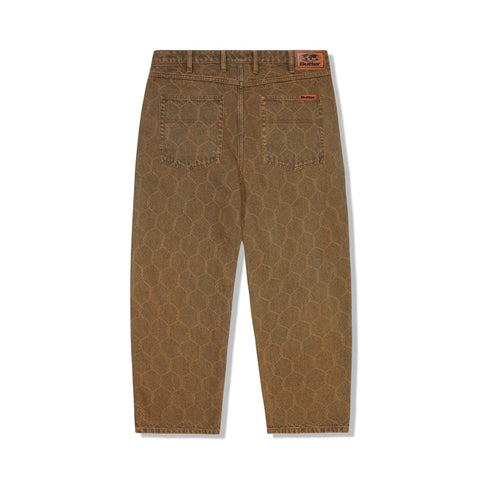 Buy Butter Goods Chain Link Denim Jeans Washed Brown. Baggy Fit with slight taper. All over laser etched graphic. PU logo at back waistband. Contrast stitching. Shop the best range of Butter in the UK at Tuesdays Skate Shop. Fit guides, on model shots & best prices. Free delivery, Buy now pay later and fast checkout.