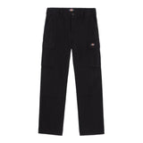 Buy Dickies Johnson Cargo Trousers Black DK0A4YF2BLK. 100% Cotton construct. Straight leg, regular fit. Adjustable cords at ankle hem. Side cargo pockets. Reinforced knees. Belt loops. Shop the best range of Dickies at Tuesdays Skateshop. Fast Free delivery, buy now pay later and fit pictures.