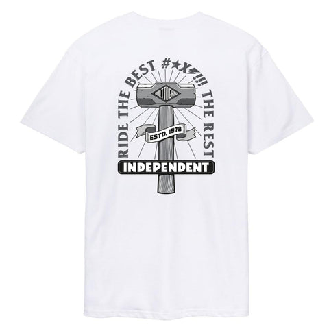 Buy Independent Truck Co. RTB Sledge T-Shirt White (Back Print)Regular Cut Tee. 100% Soft cotton construct. Front and Back print details. best range of Skateboarding Tees at Tuesdays Skate shop, Fast Free delivery and buy now pay later options. Consistent trusted 5 star customer feedback. 