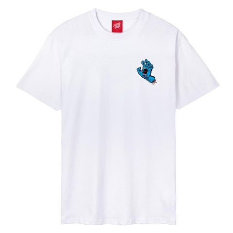 Buy Santa Cruz Screaming Hand T-Shirt in  with Back print . Iconic timeless design. Small logo on left of chest with large back print. Shop the best range of Skate Surf Tees at Tuesdays Skate shop. Buy now pay later with Clearpay & rated excellent on trustpilot.
