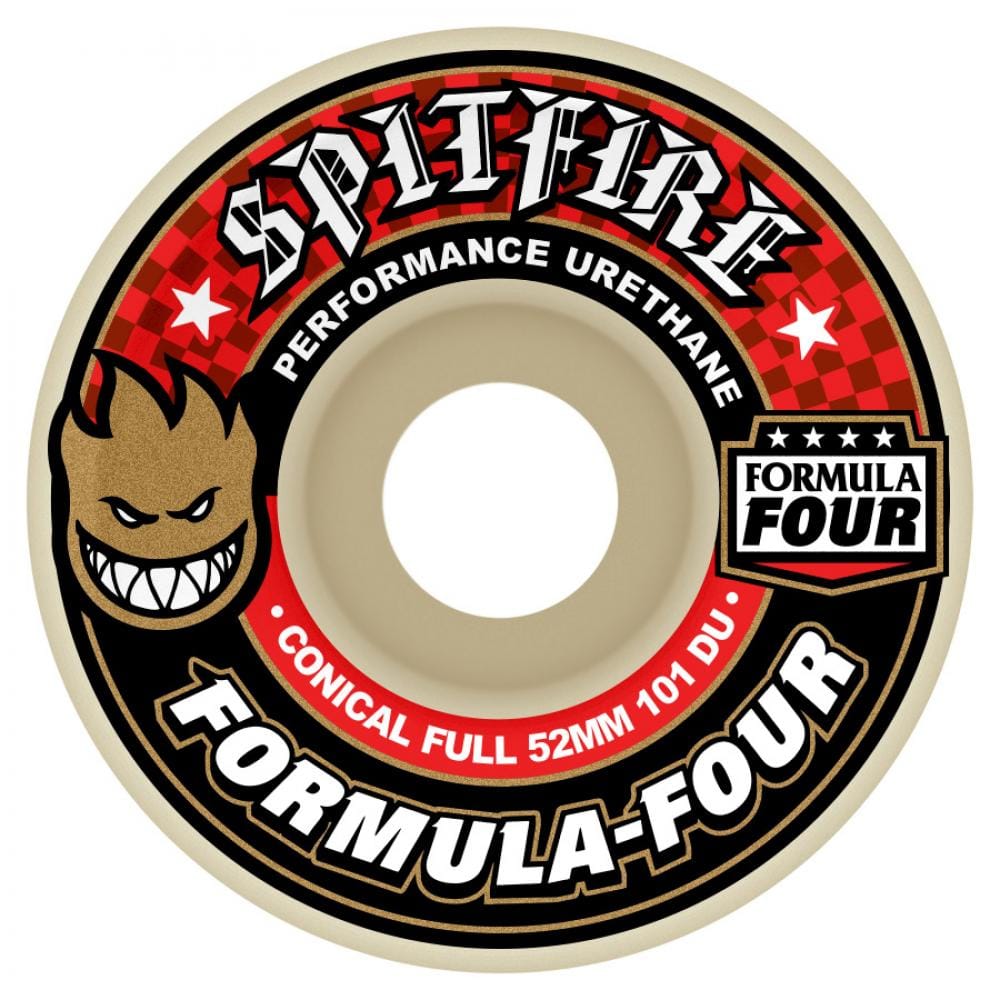 Buy Spitfire Formula Four Conical Full Wheels Natural 53 mm 101 DU Flat spot resistant, formulated for a harder faster ride. 101 hardness 53 mm For further information on any of our products please feel free to message. Best for Skateboarding wheels, Greater Manchester, UK. Buy now pay later Payment plans with Klarna and ClearPay. Fast Free delivery and Shipping options.