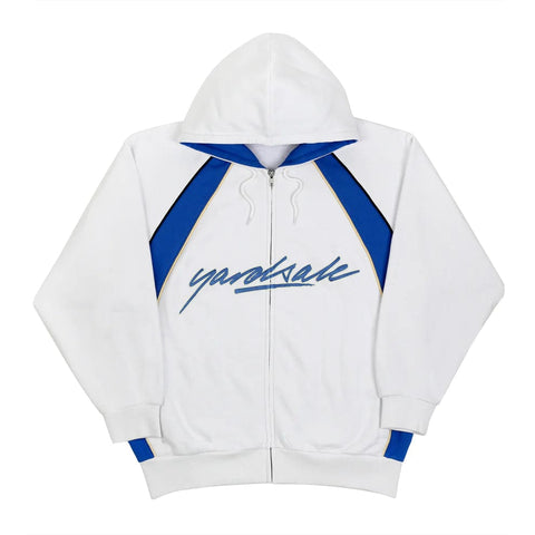 Buy Yardsale Bay Zip Hood White/Blue. Drawstring adjustable hood. Yardsale Embroidered script across chest. Regular Boxy Fit. Shop the best range of Yardsale in the U.K at Tuesdays Skate Shop. Size guides, Fit Pics, Fast Free UK Delivery & Buy now pay later options.