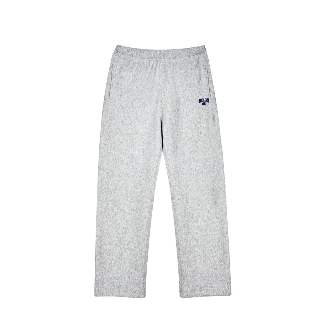 Buy Helas X Champion Limited edition Reverse Weave Sweatpants Grey. Patch and embroidered detail at pocket. Slit side pockets Drawstring adjustable waistband. Best fit for casual/sport. Shop the best range of exclusive release helas at Tuesdays Skateshop. Fast Free shipping with buy now pay later options. First time customer? get 10% off.