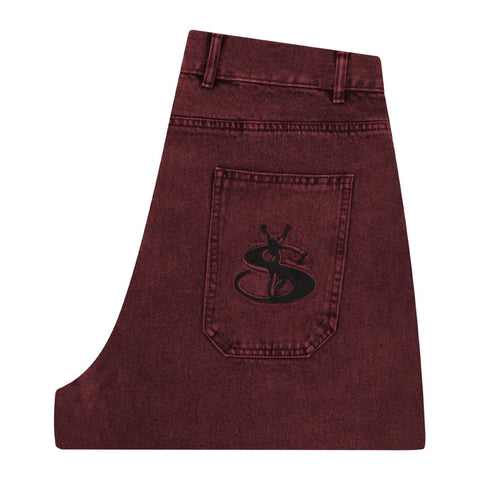 Buy Yardsale Phantasy Jeans Red. Slit side pockets w/ back flat pockets. YS embroidered detailing on pocket. Light soft cotton construct. Straight fit. For further information please feel free to open chat. Buy now Pay Later with Klarna. Shop now Pay Later with Clearpay. Free Shipping/Delivery options. Tuesdays Skateshop.