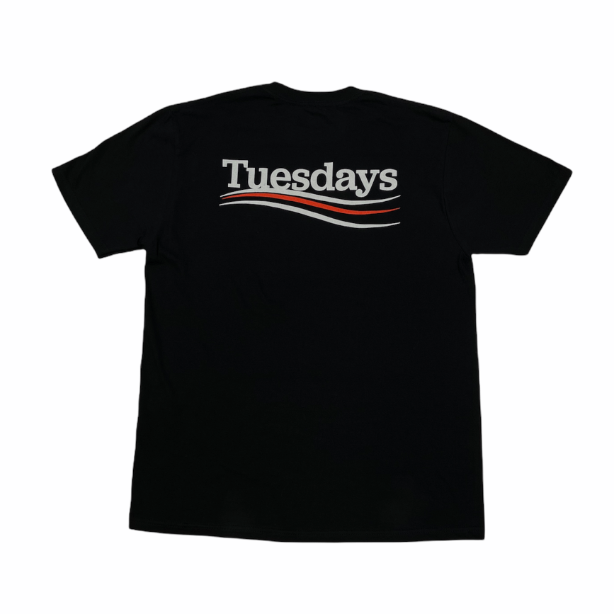Buy Tuesdays '2016' T-Shirt Black 100% soft cotton construct. 2 Colour screen print central on Back. Regular Cut. Best online destination for U.K Skate Shop tees at Tuesdays Skateshop. Fast Free delivery with buy now pay later options at checkout. Consistent 5 star customer reviews.