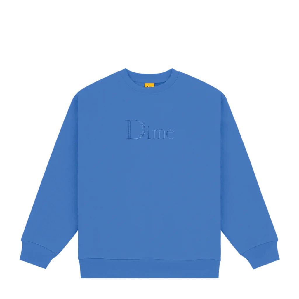 Buy Dime MTL Classic Logo Crewneck Sonic Blue. 14 oz. Crew. 100% Cotton construct. Embroidered Dime detail left on chest. Kangaroo pouch pocket. See more Dime? Buy now Pay Later with Klarna, Shop now Pay Later with Clearpay. Fast Free Delivery & Shipping options available. Tuesdays Skateshop Greater Manchester Bolton UK.