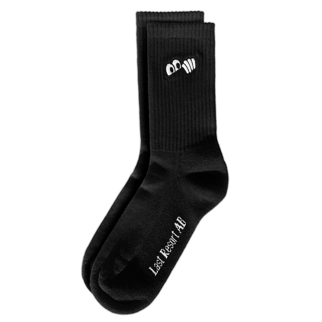 Buy Last Resort AB Eyes Socks Black. 85% Cotton/ 10% Polyester/ 5% Spandex. Eyes embroidered detail at top. Made in Poland. Shop the Best range of Last Resort AB by Pontus Alv at Tuesdays Skate Shop. Bolton, UK. Fast Free Delivery option with buy now Pay later with ClearPay at checkout. Order today.