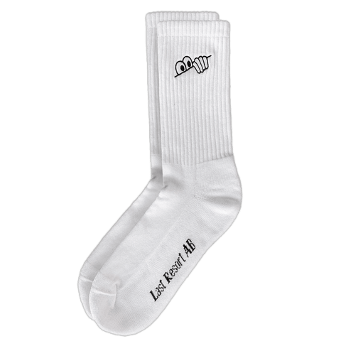 Buy Last Resort AB Eyes Socks White. 85% Cotton/ 10% Polyester/ 5% Spandex. Eyes embroidered detail at top. Made in Poland. Shop the Best range of Last Resort AB by Pontus Alv at Tuesdays Skate Shop. Bolton, UK. Fast Free Delivery option with buy now Pay later with ClearPay at checkout. Order today.