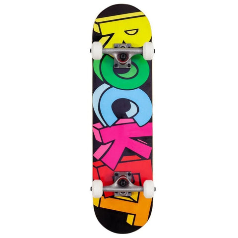 Buy Rocket 'Blocks Mini' Complete Skateboard Black 7.5" Split stain bottom ply. 7 Ply hard rock Maple construct. 5.0 Polished Raw trucks with PU cushioning riser pads. 52 MM X 32 MM 90A Wheels with Abec 5 bearings as standard. Ideal for a first time Full set up. 30.5" in length. Ideal for a beginner | First Timer | Complete Full Set Up. Buy now pay later with Klarna and ClearPay payment plans. Tuesdays Skateshop.