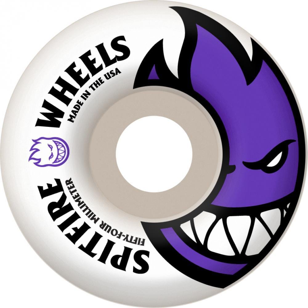 Buy Spitfire Big Head Skateboard Wheels 54 mm White/Purple 99 DU Original Classic shape Tested &amp; proven for speed and control. For further information on any of our products please feel free to message. In Stock Spitfire Formula Four at Tuesdays Skateshop, Fast Free delivery with buy now pay later options with ClearPay.