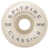 Buy Spitfire Formula Four Classics Wheels Natural 58 mm 99 DU Flat spot resistant, formulated for a harder faster ride. 99 DURO 58 mm For further information on any of our products please feel free to message. Best for Skateboarding wheels, Greater Manchester, UK. Buy now pay later Payment plans with Klarna and ClearPay. Fast Free delivery and Shipping options.