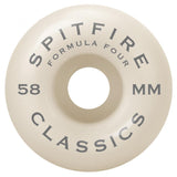 Buy Spitfire Formula Four Classics Wheels Natural 58 mm 99 DU Flat spot resistant, formulated for a harder faster ride. 99 DURO 58 mm For further information on any of our products please feel free to message. Best for Skateboarding wheels, Greater Manchester, UK. Buy now pay later Payment plans with Klarna and ClearPay. Fast Free delivery and Shipping options.