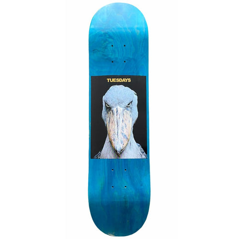 Buy Tuesdays Shoebill 'Big Bird' Skateboard Deck, 8.125" X 31.75" Deep Concave/Steep. Wheelbase : 14" Pressed and Printed in Germany by Quarter Dist. Free griptape, Free next day delivery and buy now pay later options at checkout. Best selection of Skateboards in Bolton at Tuesdays Skateshop.