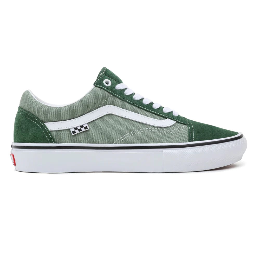Green and black top vans old skool