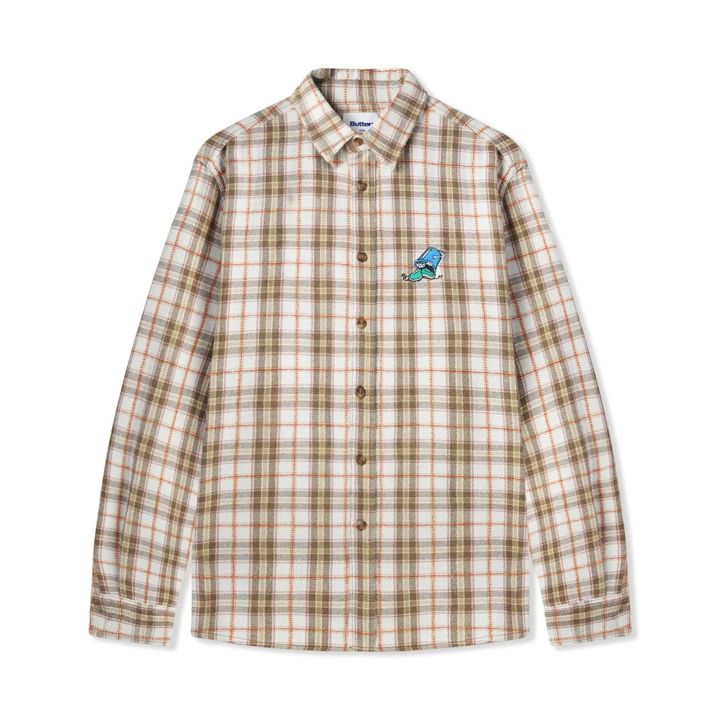Buy Butter Goods Plaid Shirt Brown. Bucket embroidered details. 100% Polyester construct. Collared. Tortoise Shell buttons. Shop the best range of Buttergoods in the U.K. at Tuesdays Skate Shop. Fast Free delivery options, Buy now Pay Later & multiple secure payment methods at checkout. Best rates for Skate and Street wear.