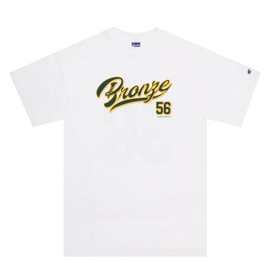 Buy Bronze 56k Sports T-Shirt White. 100% Cotton construct. Front print detailing. Regular cut/fit. Size guide for Bronze56k. #1 Destination for Bronze in the UK at Tuesdays Skateshop, Bolton. Fast Free delivery and Multiple secure checkout options. Buy now pay later with Klarna or ClearPay.