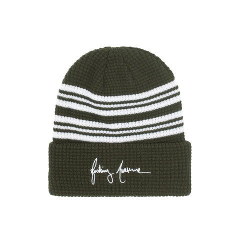 Buy Fucking Awesome Cursive Waffle Cuff Beanie Green. 100% Acrylic construct. front detail. OSFA. For further information on any of our products please feel free to message. See more Fucking Awesome? Buy now pay later with ClearPay and Klarna payment plans. Fast Free Delivery and Shipping. Tuesdays Skateshop | Greater Manchester, Bolton, UK.