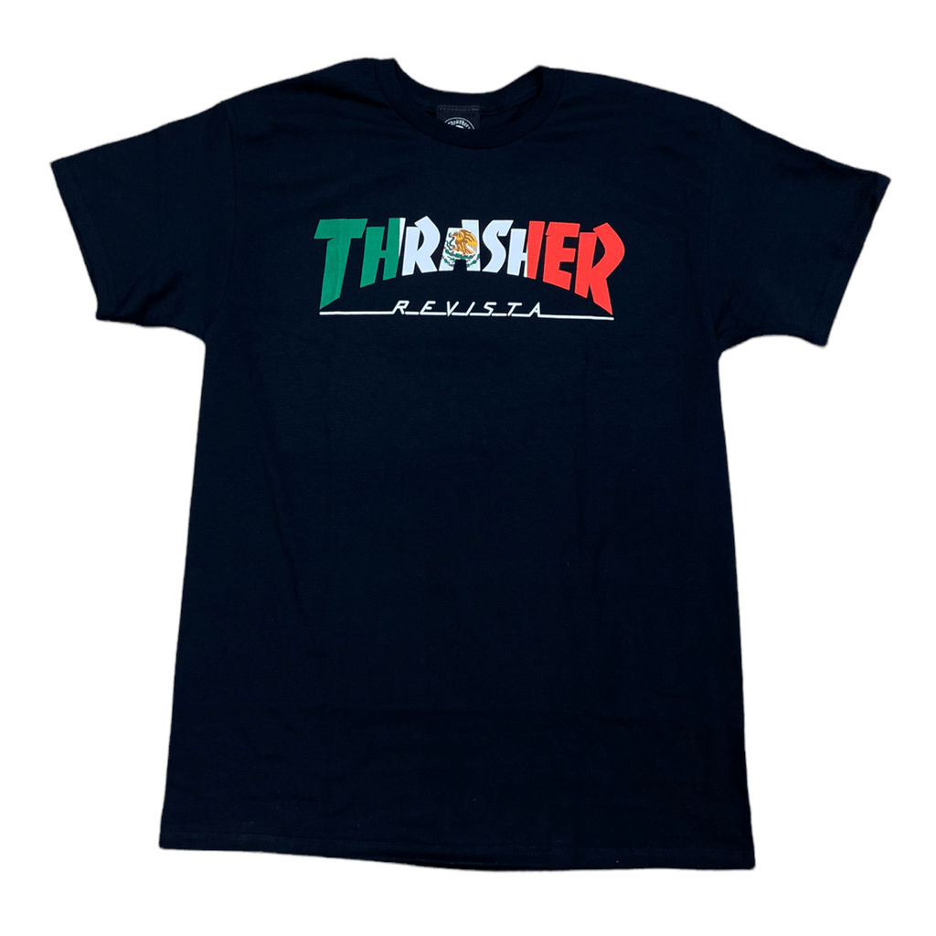 Buy Thrasher Magazine Mexico T-Shirt Black. 100% cotton construct regular fitting tee. Front print detailing. For further information please feel free to message. Fast Free Delivery and Shipping options, Worldwide Shipping. Buy now pay later with Klarna and ClearPay payment plans at checkout. Tuesdays Skateshop, Greater Manchester, Bolton, UK. Best for Skateboarding.