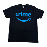Buy Amazon Crime Prime T-Shirt in Black. Heavy set regular cut Russell T-Shirt. High Quality one colour screen print front central. Pre- Shrunk, Wash at 30. Fast free delivery options, Buy now pay later & multiple secure payment methods at checkout. Sign up for 10% off.