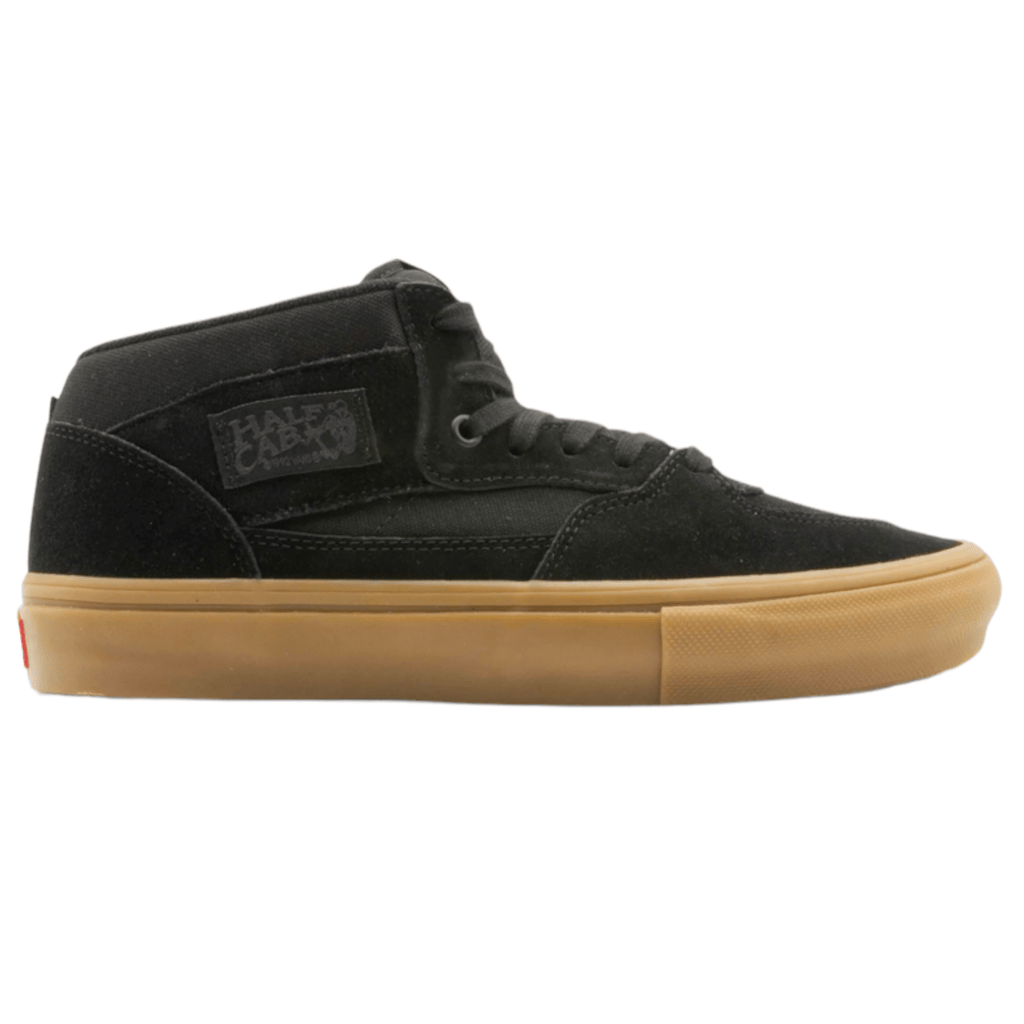 Buy Vans Skate Half Cab Black/Gum VN0AFCDB9M1. Remodelled for a longer lasting wear. Classic Silhouette constructed with heavy Suede panelling. New checkerboard tab detail. Red Vans Skateboarding Heel Tab. Fast Free UK delivery options. Best for Vans Skateboarding at Tuesdays. Buy now pay later with Klarna & ClearPay. Bolton, Greater Manchester. UK.