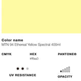 BuyMTN 94 400ml Spray Paint Spectral Ethereal Yellow. Matt Finish. Low Pressure. 400ml Aerosol Can covers approximately 2 Square meters. Free Cap provided. Shop the best range of Montana Spray Paint in the U.K at Tuesdays Skate Shop with Fast Free delivery options. Buy now pay later with Klarna & ClearPay at Checkout. 