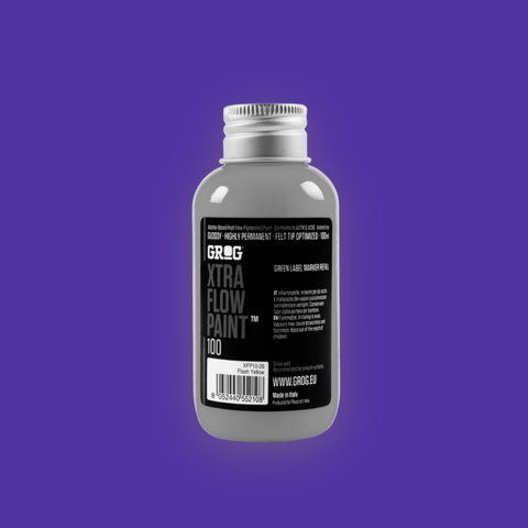 Buy Grog Xtra Flow Paint Goldrake Purple. 100 ML. Alcohol based paint made from extra fine pigments. Glossy finish with all tip compatibility. For further information on any of our products please feel free to message. Graffiti supplies at Tuesdays Skate Shop with fast free delivery, Buy now pay later & Multiple secure payment methods at checkout.